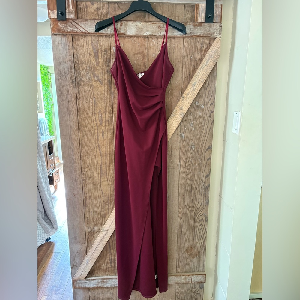 Emerald Sundae Asymmetrical Burgundy Dress
